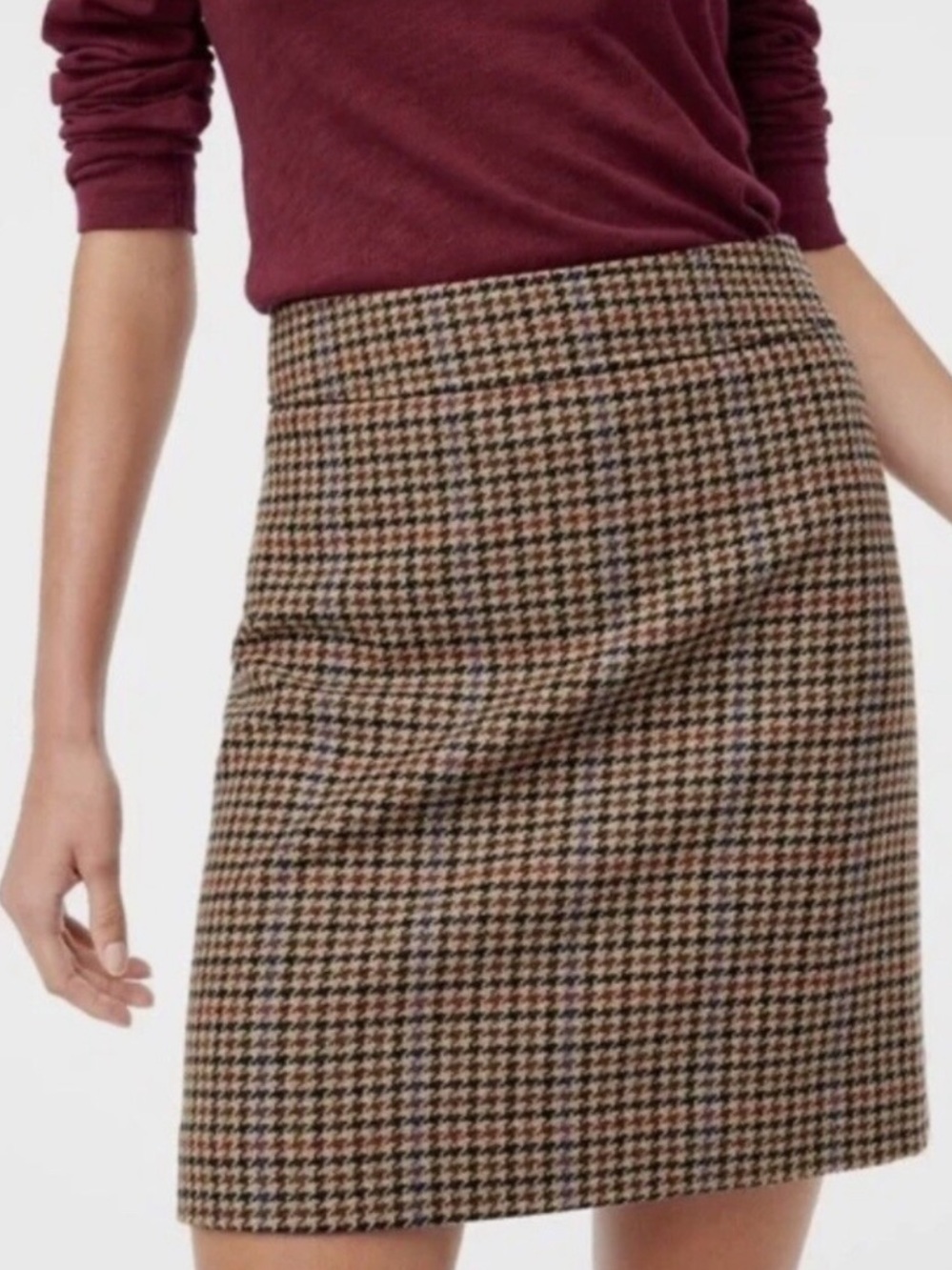 NWT J. Crew Factory Wool-Blend Houndstooth Mini Skirt Size 4